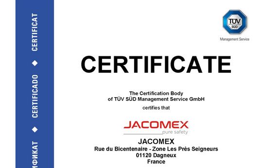 ISO 9001 Certificate – A Long-Standing Quality Commitment at JACOMEX